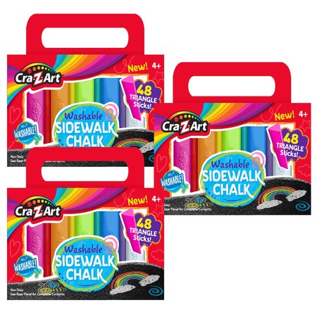 Cra-Z-Art Washable Triangle Sidewalk Chalk, 48 Per Set, 144PK 108804